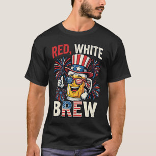 Rot-Weiß-Brau-Lustiges-patriotisches-Biker-T-Shirt T-Shirt