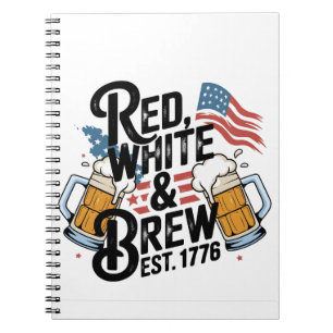 Rot Weiß & Brauen Est 1776 4. Juli 250. USA  Notizblock
