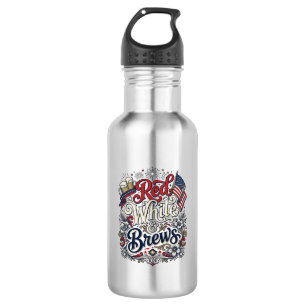 Rot Weiß & Brews Patriotisches Bier-Shirt-Design_1 Edelstahlflasche