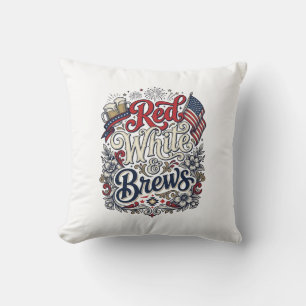 Rot Weiß & Brews Patriotisches Bier-Shirt-Design_1 Kissen