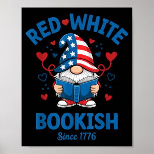 Rot Weiß Buch Patrioter Lesender Gnom Poster