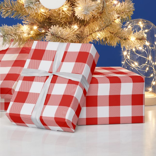 Rot-Weiß-Büffel-Kariert Geschenkpapier (Feiertage)