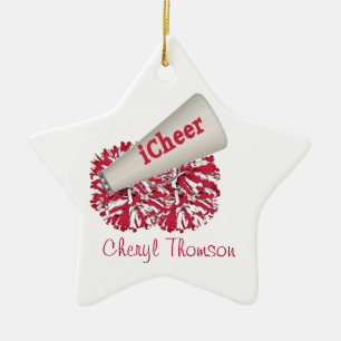 Rot-Weiß-Cheerleader-Ornament Keramik Ornament