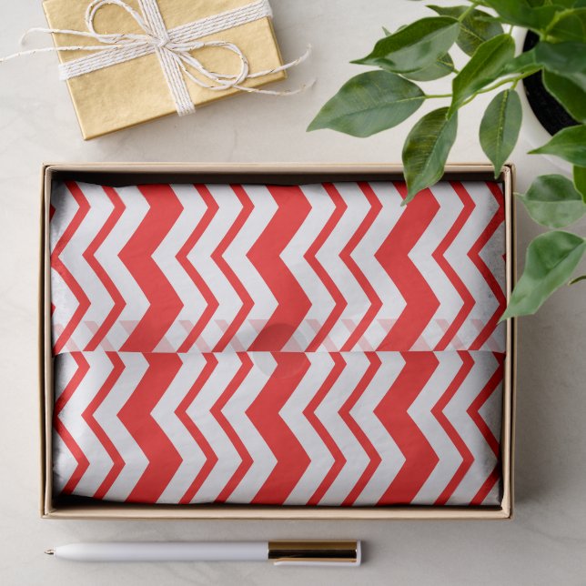 Rot-Weiß-Chevron-Zickzack-Musterdesign  Seidenpapier (Geschenk)