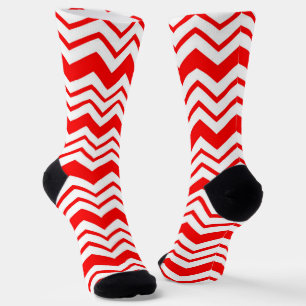 Rot-Weiß-Chevron-Zickzack-Musterdesign Socken