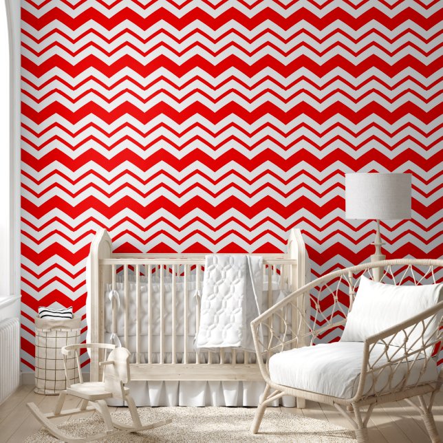 Rot-Weiß-Chevron-Zickzack-Musterdesign  Tapete (Kinder)