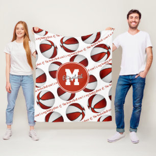 Rot weiß Der Basketballplatz ist mein glücklicher  Fleecedecke