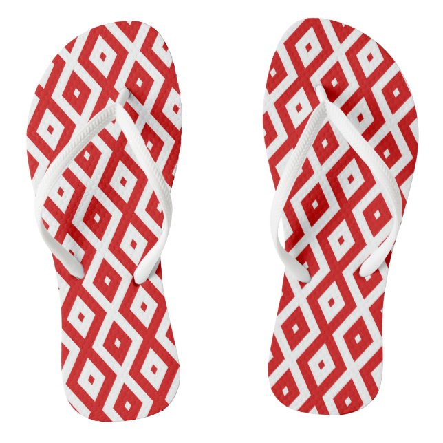 Rot-Weiß-Diamantmuster Flip Flops (Fußbett)