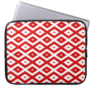 Rot-Weiß-Diamantmuster Laptopschutzhülle