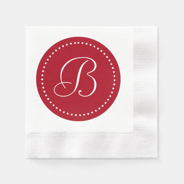 Rot/Weiß-Dot-Monogramm Serviette (Vorderseite)