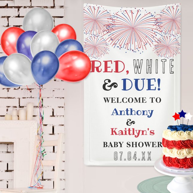 Rot, Weiß & Due! Babydusche am 4. Juli Banner (Von Creator hochgeladen)