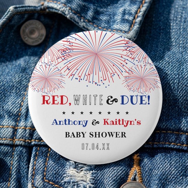 Rot, Weiß & Due! Babydusche am 4. Juli Button (Von Creator hochgeladen)
