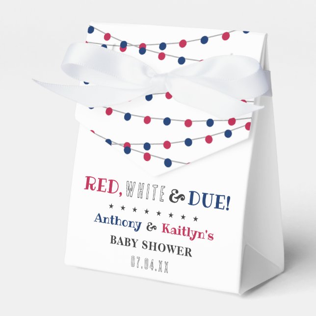 Rot, Weiß & Due! Babydusche am 4. Juli Geschenkschachtel (Vorderseite)