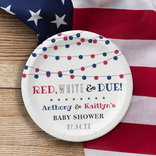 Rot, Weiß & Due! Babydusche am 4. Juli Pappteller