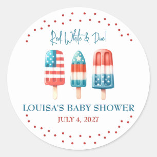 Rot, Weiß & Due! Patriotic Popsicle Baby Dusche Runder Aufkleber