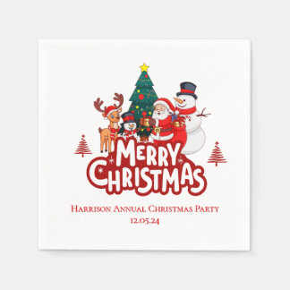 Rot & Weiß Einfaches Frohes Weihnachten Serviette