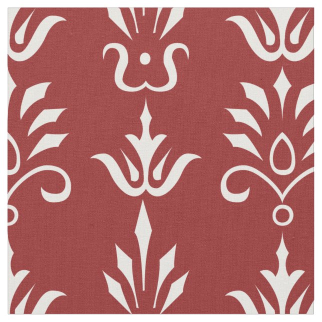 Rot-weiß-elegantes Damastmuster Stoff (Nahaufnahme)