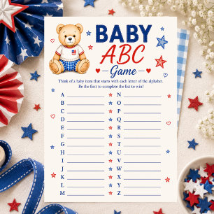 Rot Weiß & Fällig Baby ABC Spiel Einladung