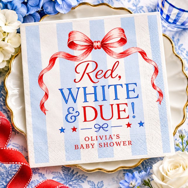Rot Weiß & Fällig Baby Shower Serviette (Von Creator hochgeladen)