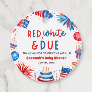 Rot, Weiß & Fällig Geschlechterneutrale Babyparty Geschenkanhänger
