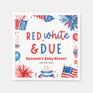 Rot, Weiß & Fällig Geschlechterneutrale Babyparty Serviette