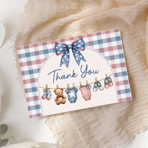 Rot Weiß & fällig Junge Baby Shower Dankeschön-Kar Dankeskarte