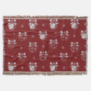 Rot-Weiß-Feiertagsornament Toile De Jouy Decke