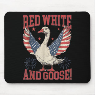 Rot Weiß & Gans Retro 4. Juli Patriotisch Mousepad