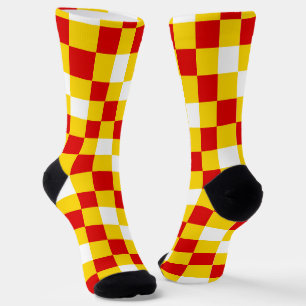 Rot Weiß Gelb Karomuster Design Socken