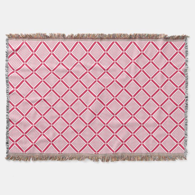 Rot-Weiß geometrisches kariertes Muster Retro Decke (Vorderseite)