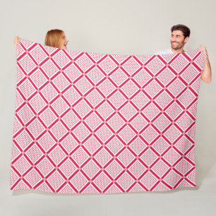 Rot-Weiß geometrisches kariertes Muster Retro Fleecedecke