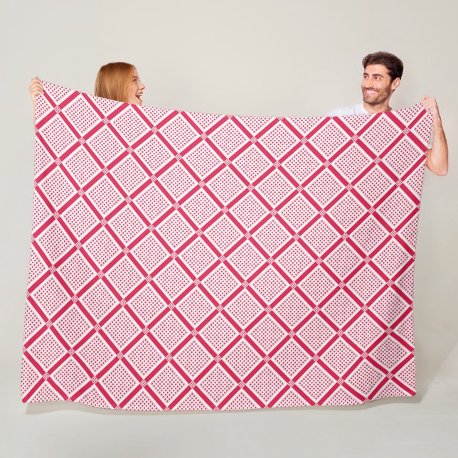 Rot-Weiß geometrisches kariertes Muster Retro Fleecedecke (Beispiel)