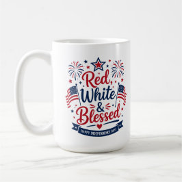 Rot, Weiß & Gesegnet 4. Juli Patriotisch  Kaffeetasse