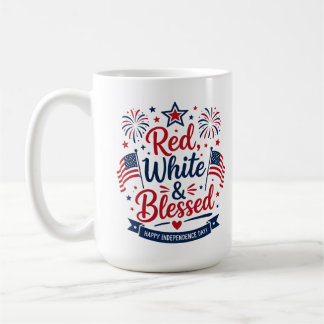 Rot, Weiß & Gesegnet 4. Juli Patriotisch  Kaffeetasse