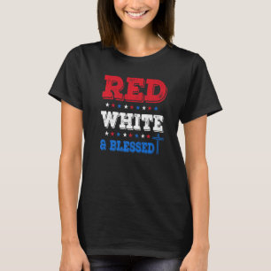 Rot Weiß & Gesegnet 4. Juli Süße Patriotische Am T-Shirt