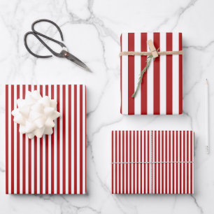 Rot-Weiß-Gestreift Geschenkpapier Set