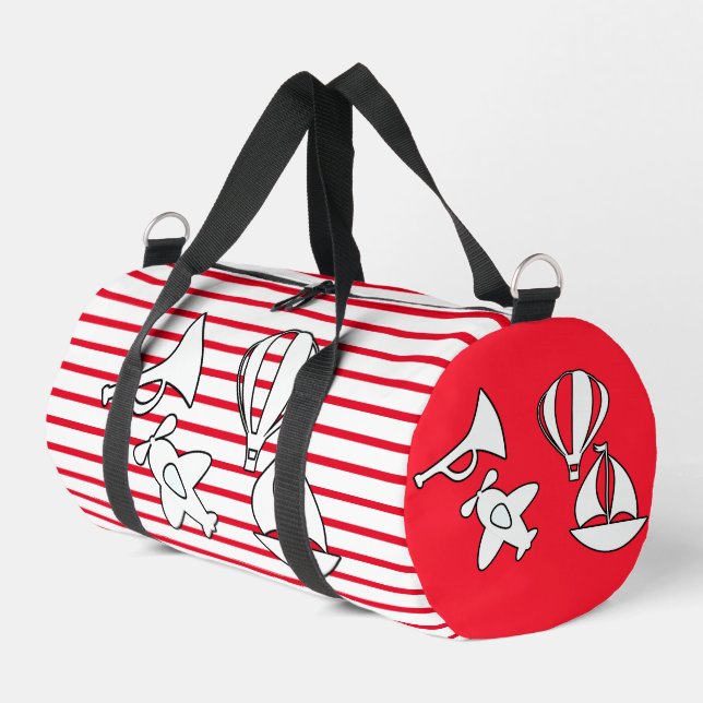 Rot-Weiß-Gestreifte Kinder  Duffle Bag (Linke Seite)