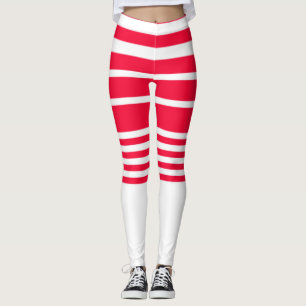 Rot-Weiß gestreifte Shorts Leggings