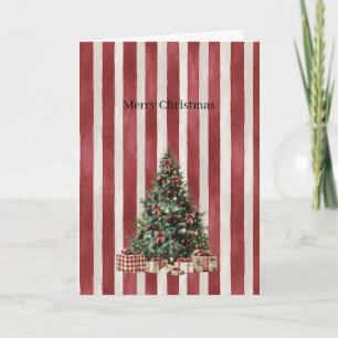 Rot-Weiß-Gestreifter-Christbaum Karte