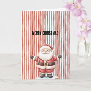 Rot-Weiß-Gestreiftes-Christmas-Santa Karte