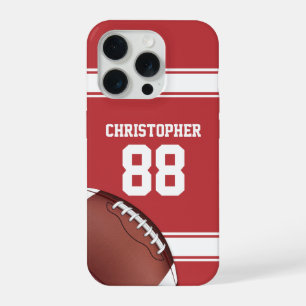 Rot-Weiß-Gestreiftes-Fußballtrikot Grid Iron Footb iPhone 15 Pro Hülle