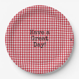 Rot-Weiß Gingham - HAMbyWG Papier-Schalen Pappteller