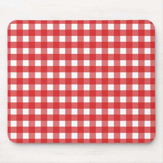 Rot-Weiß Gingham Mousepad (Vorne)