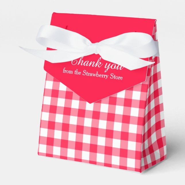 Rot-Weiß-Gingham-Muster danke Ihnen Geschenkboxen Geschenkschachtel (Vorderseite)