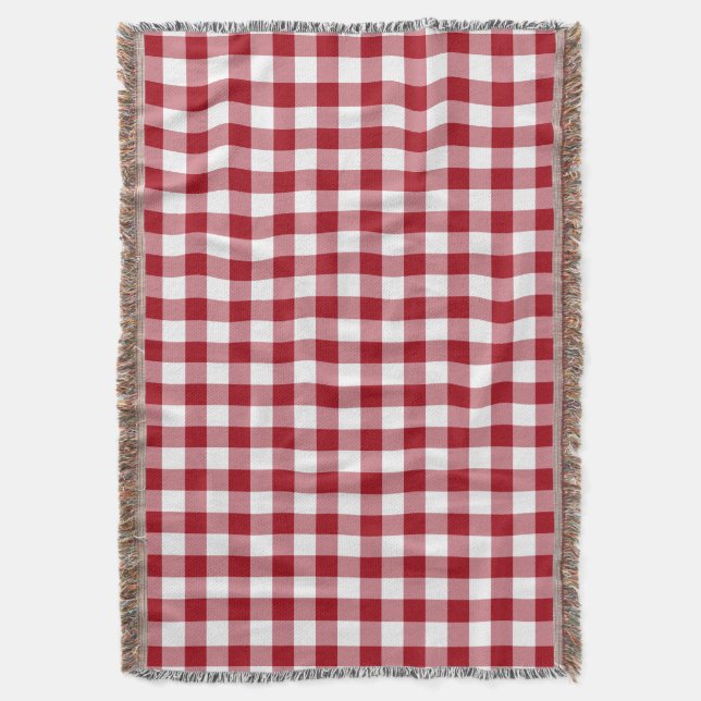 Rot-Weiß-Gingham-Muster Decke (Vorderseite Vertikal)
