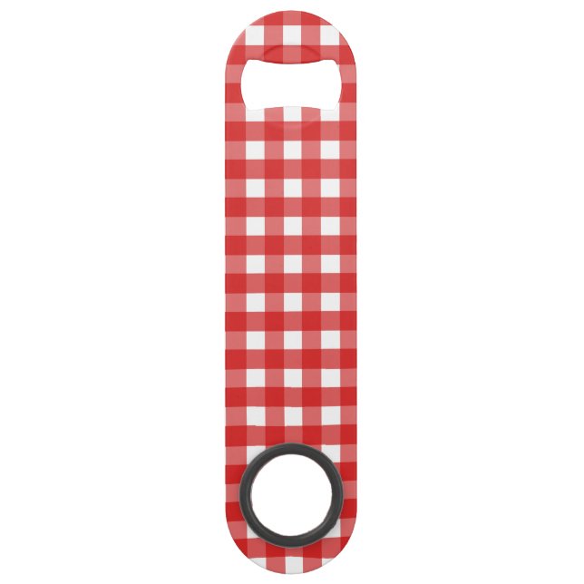 Rot-Weiß Gingham Speed Flaschenöffner (Vorderseite)