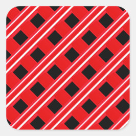 Rot-Weiß-Grattiermuster Quadratischer Aufkleber