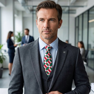 Rot Weiß Grün Farbbblockdruck-Halstuch Krawatte