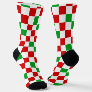 Rot Weiß Grün Kariertes Musterdesign Socken