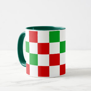Rot Weiß Grün Kariertes Musterdesign Tasse
